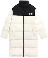 Li-Ning Winter Long Down Jacket - Colorblock High Collar in Off-White. AYMS319-1 Li-Ning Winter Long Down Jacket - Colorblock High Collar in Off-White. AYMS319-1