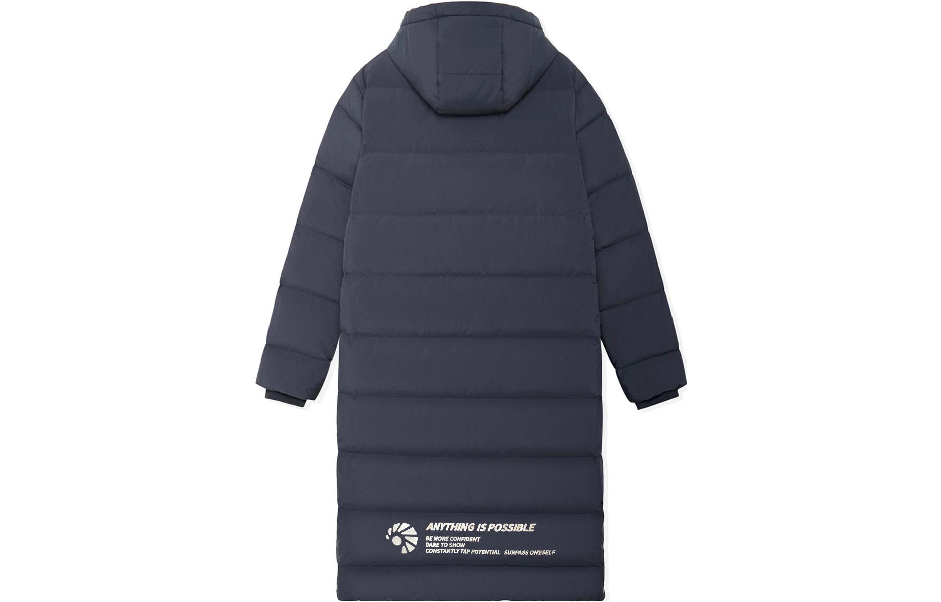 Lookbook Li-Ning  Winter Long Hooded Down Jacket Black - Badminton Logo & Flag Print AYMS209-3