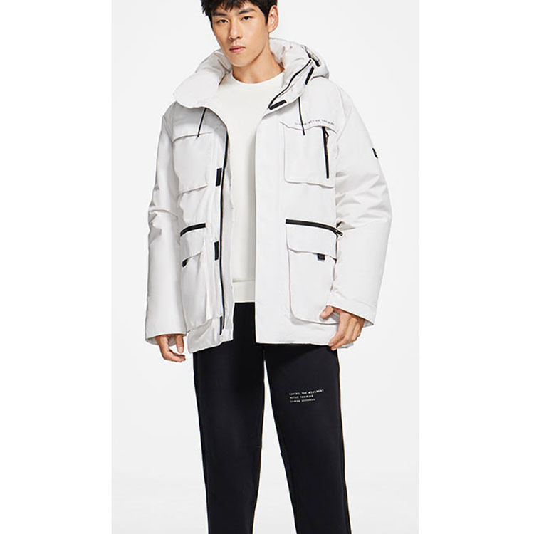 Purchase Chaqueta Li-Ning Invierno Multi-Bolsillos con Capucha Desmontable - Blanco Champagne AYMS311-1