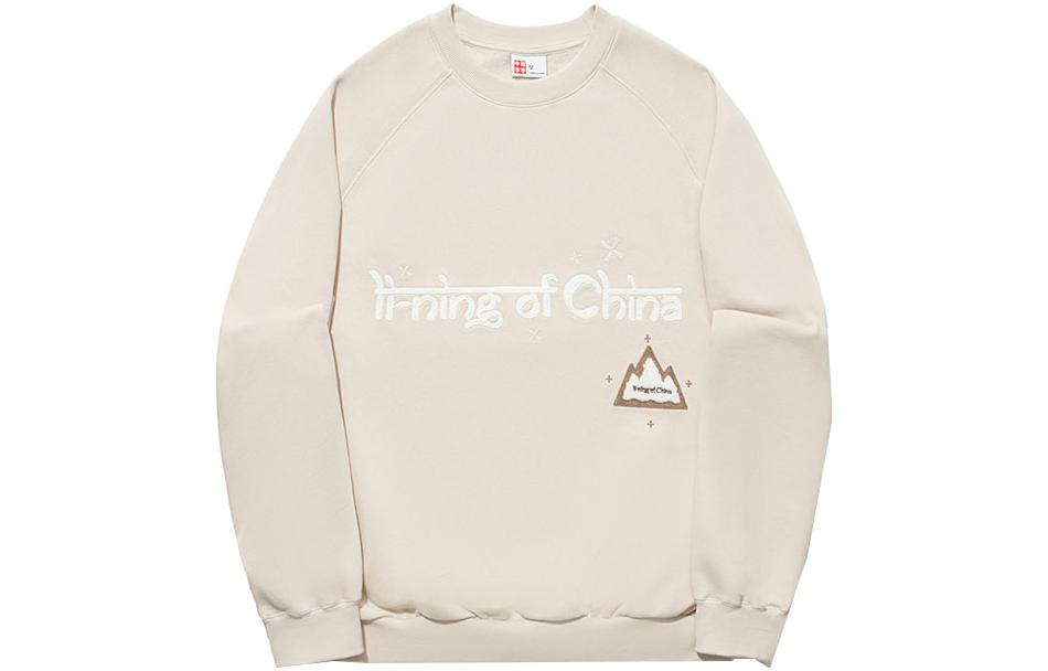 Li-Ning Alphabet Crewneck Pullover Sweatshirt Unisex Oatmeal Color AWDT693-1