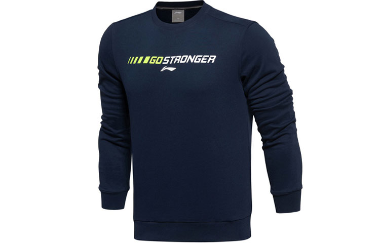 Li-Ning Alphabet Print Crewneck Sweatshirt Unisex - Deep Blue AWDRB37-2