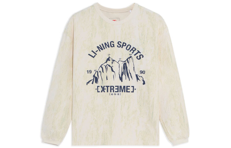 Li-Ning Alphabet Print Loose Fit Crewneck Sweatshirt Unisex Off-White AHSS147-1