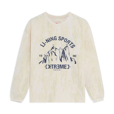 Li-Ning Alphabet Print Loose Fit Crewneck Sweatshirt Unisex Off-White AHSS147-1