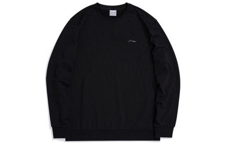 Li-Ning Alphabet Print Pullover Fleece Unisex Sweatshirt Black AWDRC71-1