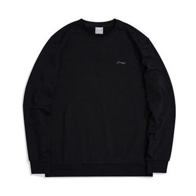 Li-Ning Alphabet Print Pullover Fleece Unisex Sweatshirt Black AWDRC71-1