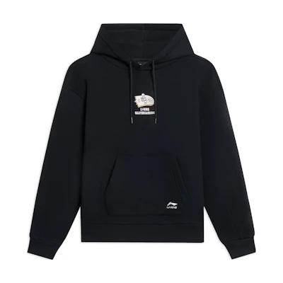 Li-Ning Alphabet Print Pullover Hoodie Black Long Sleeve AWDRH97-1