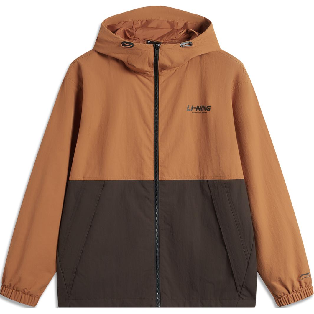 Li-Ning Amber Brown Lightweight Water-Resistant Windbreaker Jacket Unisex AFDU955-8