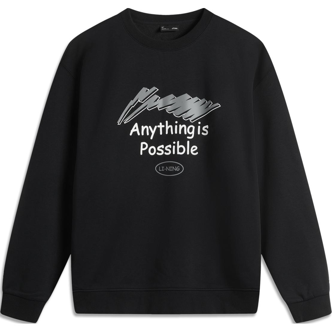 Li-Ning Anti-Static Antibacterial Warm Crewneck Sweatshirt Black AWDUC95-1