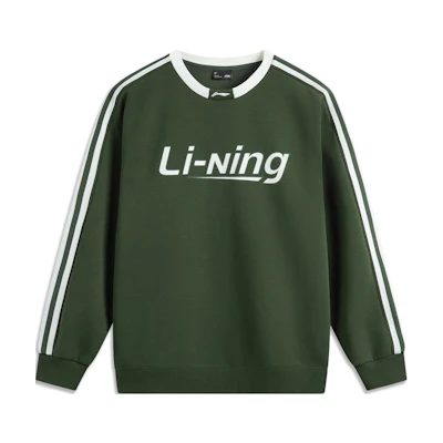 Li-Ning Antibacterial Anti-Static Fleece Pullover Sweatshirt Unisex - Green AWDUB71-7