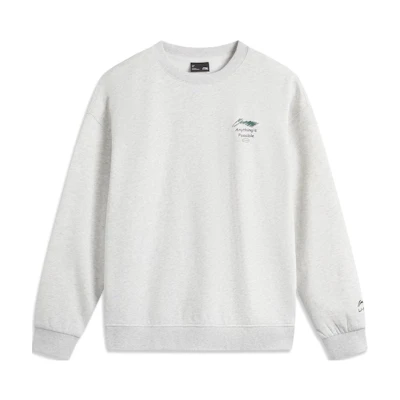 Li-Ning Antistatic Fleece Logo Crewneck Sweatshirt Unisex - Arctic Heather Gray AWDU981-7