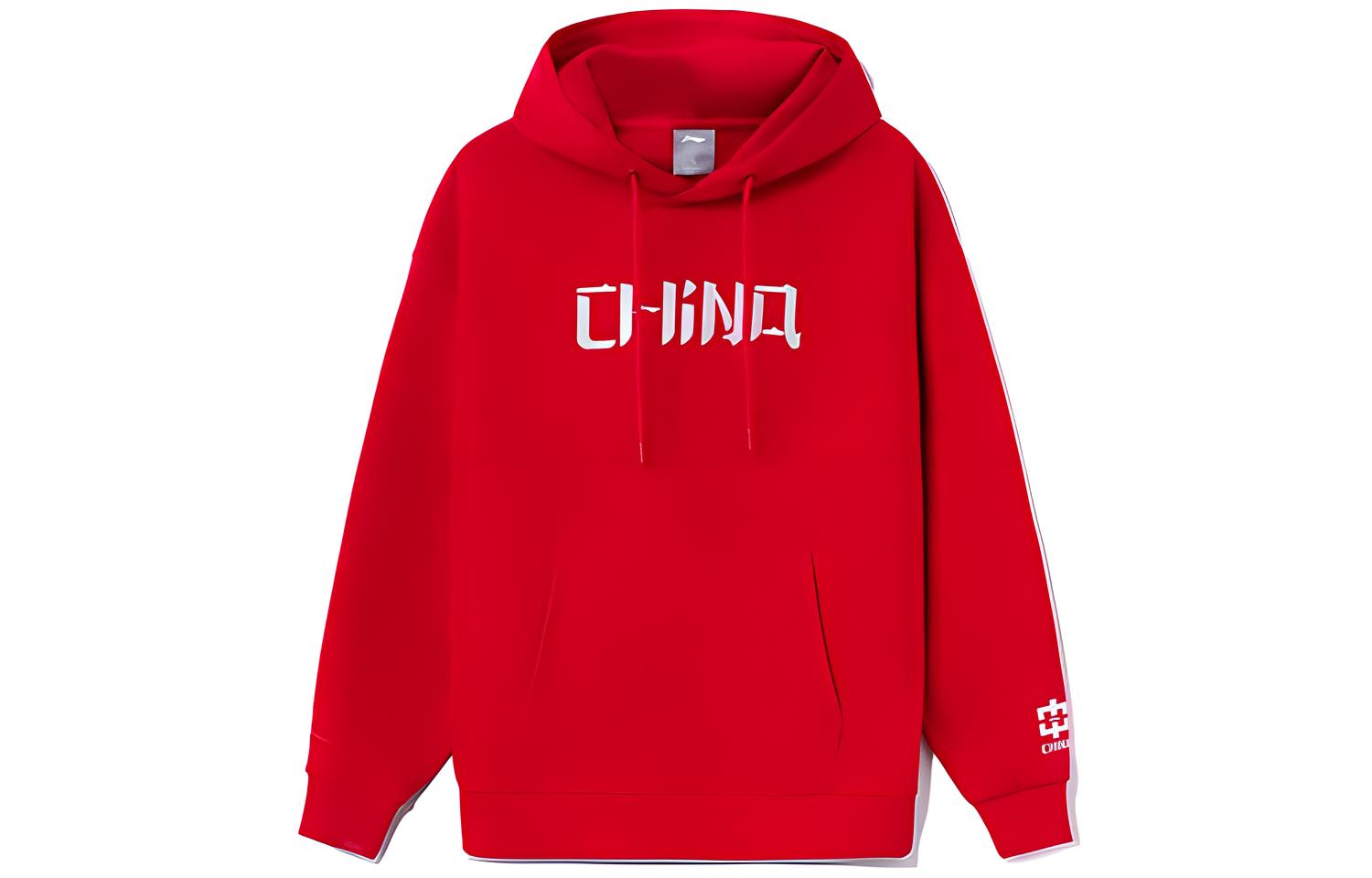 Li-Ning Athleisure Letter Embroidery Oversized Hoodie Unisex Agate Red AWDRB80-4