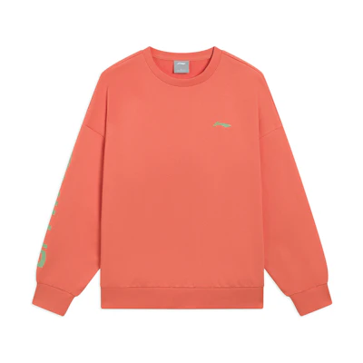 Li-Ning Athleisure Letter Print Oversized Pullover Sweatshirt Brick Red Unisex AWDRF44-8