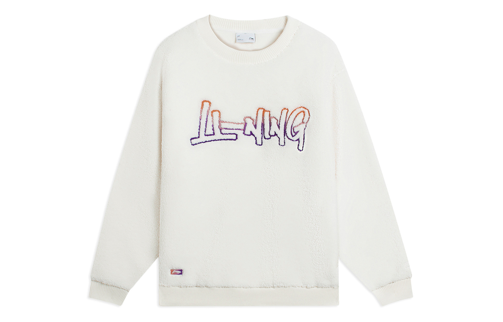 Li-Ning Athleisure Logo Crewneck Fleece Sweatshirt Men’s Off-White AWDSG93-1