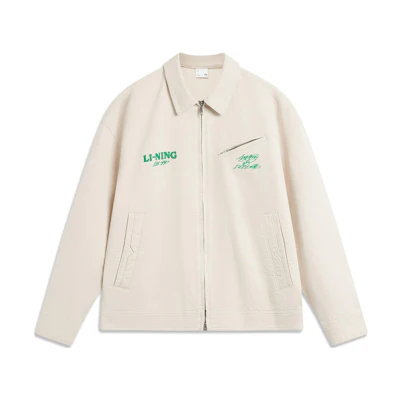 Li-Ning Athleisure Unisex Minimalist Zip-Up Jacket in Natural Color AJDU233-6