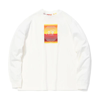 Li-Ning AW20 Paris Fashion Week Logo Crewneck Sweatshirt Men Off-White AHSQ623-5