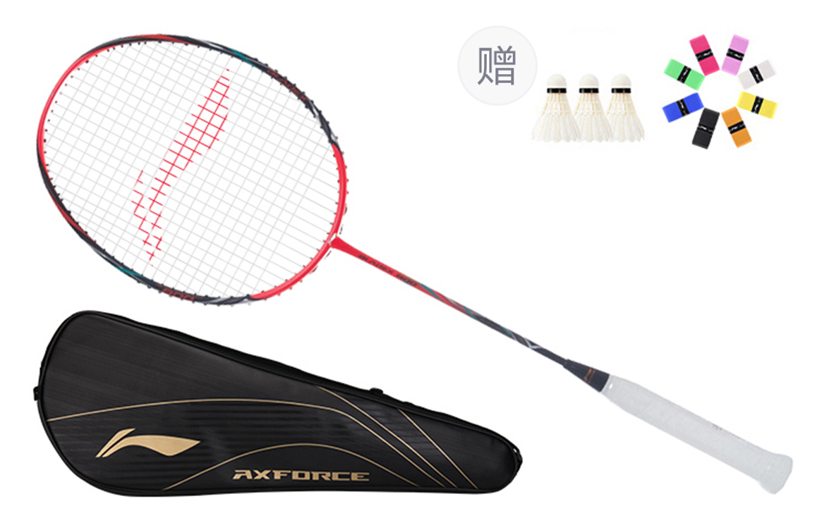 Li-Ning AXFORCE 80 Carbon Fiber Badminton Racket - Pro Offensive Black/Red AYPR264-1