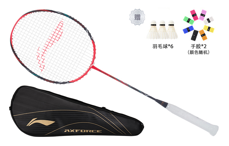 Details for Li-Ning AXFORCE 80 Carbon Fiber Badminton Racket - Pro Offensive Black/Red AYPR264-1