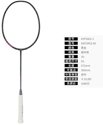 Li-Ning AXFORCE 80 Thunder Series Full Carbon Badminton Racket - Offensive Pro Black AYPS004-2 Details for Li-Ning AXFORCE 80 Thunder Series Full Carbon Badminton Racket - Offensive Pro Black AYPS004-2