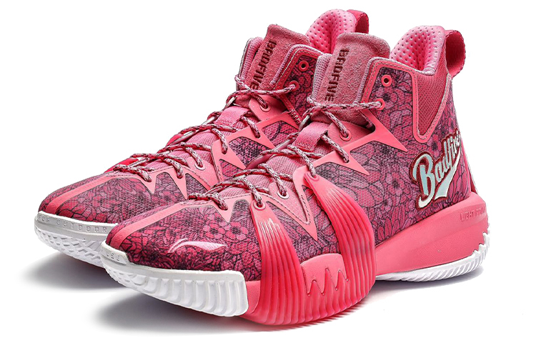 Order LiNing李寧 反伍1 Badfive 怒放 花卉限定 防滑減震耐磨 高筒 籃球鞋 粉