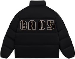 Li-Ning BADFIVE Black Puffer Jacket with Letter Print and Stand Collar. AYMS039-3 Li-Ning BADFIVE Black Puffer Jacket with Letter Print and Stand Collar. AYMS039-3