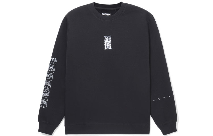 Li-Ning BADFIVE "Tiger Mountain" Graphic Crewneck Sweatshirt Black AWDS135-4