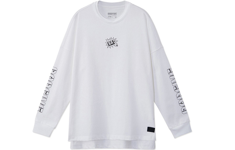 Li-Ning BADFIVE Basketball Graphic Loose Fit Crewneck Sweatshirt White Men AHSR471-5