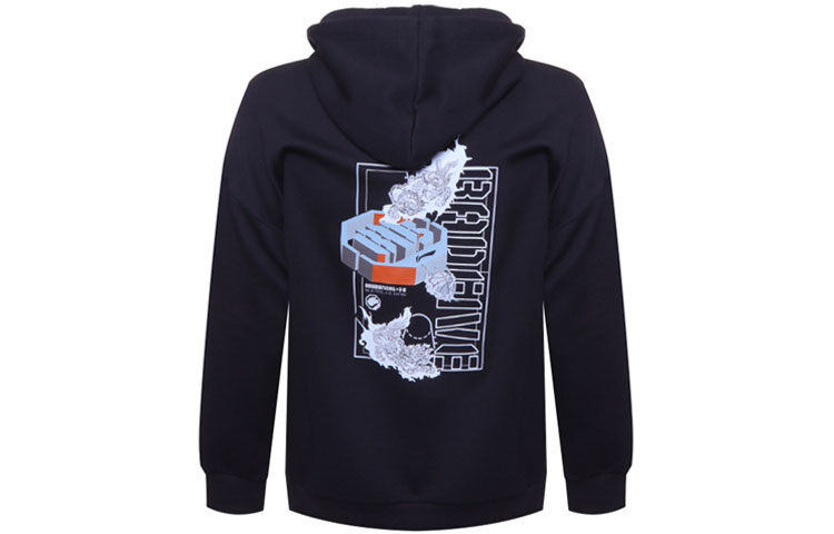 Li-Ning BADFIVE Basketball Hoodie Black - Graphic Print, Loose Fit AWDR943-1