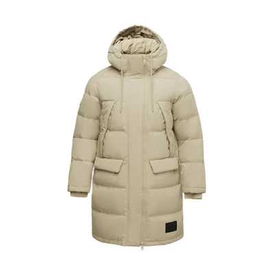 Li-Ning BADFIVE Basketball Long Loose Hooded Down Jacket Winter Khaki AYMQ103-4