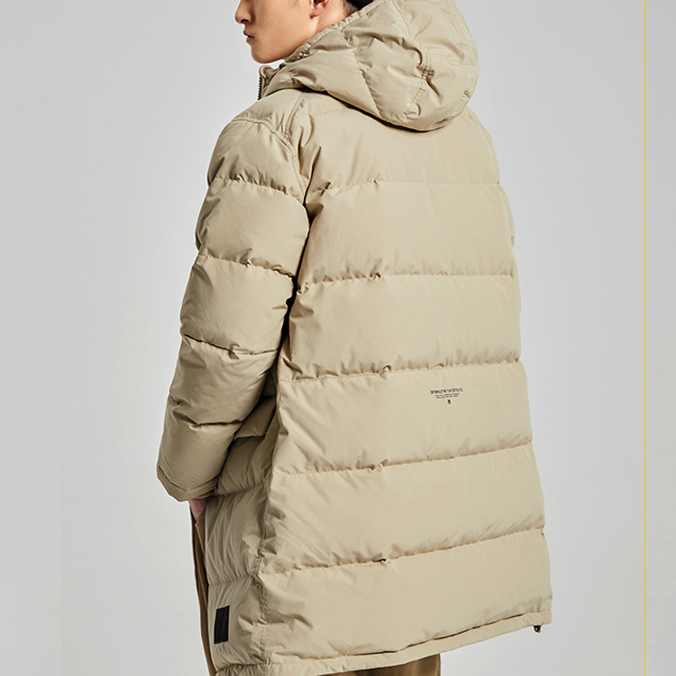 Li-Ning BADFIVE Basketball Long Loose Hooded Down Jacket Winter Khaki AYMQ103-4 圖 5