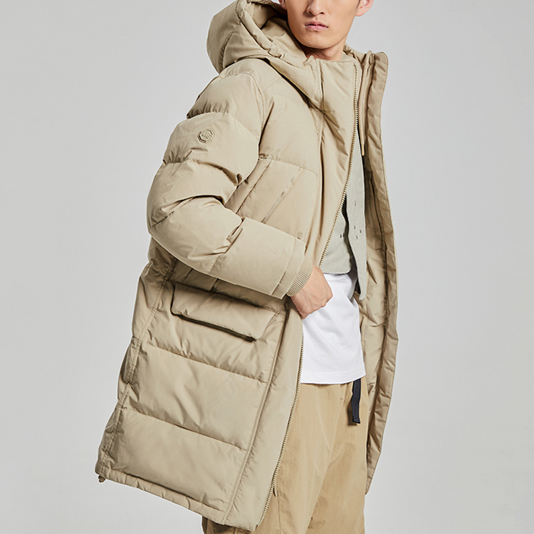 Li-Ning BADFIVE Basketball Long Loose Hooded Down Jacket Winter Khaki AYMQ103-4 圖 6