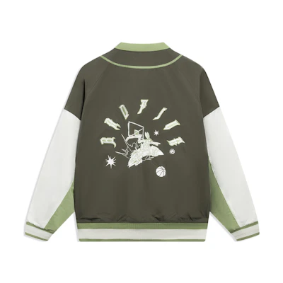 Li-Ning BADFIVE Basketball Series Colorblock Letter Jacket Army Green AJMT299-2