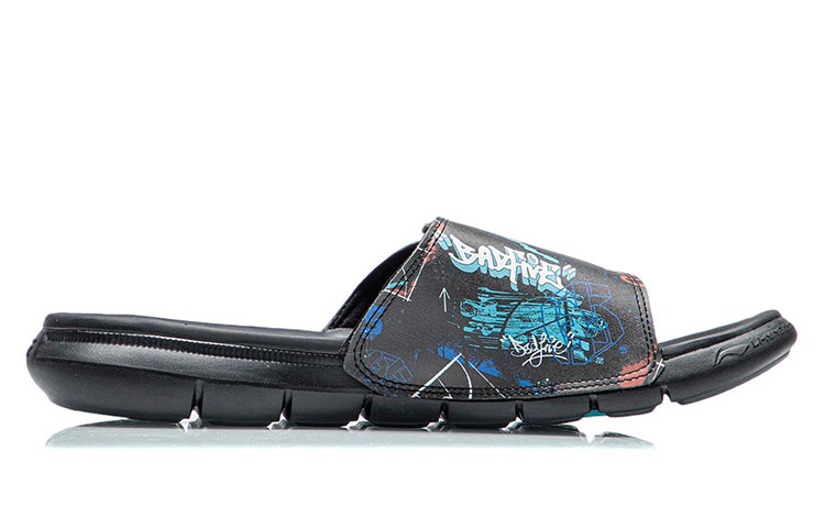 Order Li-Ning Badfive Basketbal Slippers ''Zwart Blauw'' ABTR007-4