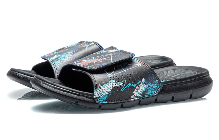 Lookbook Li-Ning Badfive Basketbal Slippers ''Zwart Blauw'' ABTR007-4