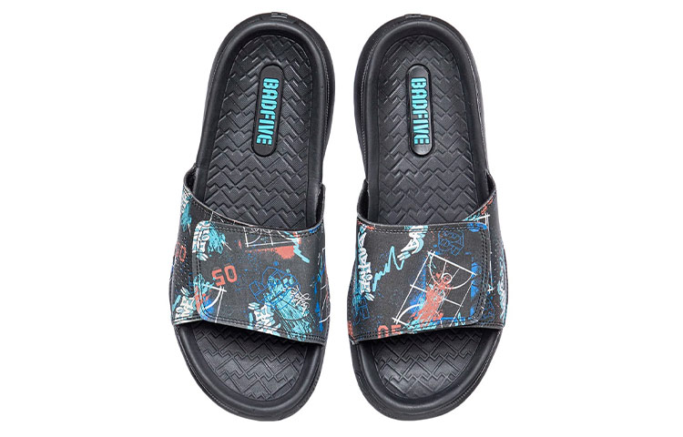 Shop Li-Ning Badfive Basketbal Slippers ''Zwart Blauw'' ABTR007-4