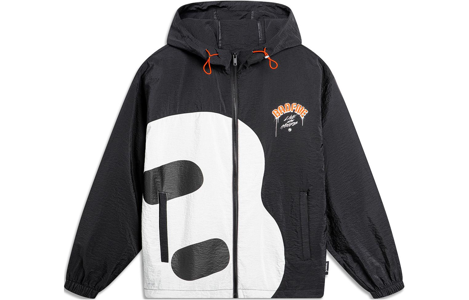 Li-Ning BADFIVE Basketball UV-Proof Colorblock Hoodie Windbreaker Black AFDU417-3