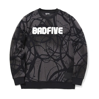 Li-Ning BADFIVE Basketball Warmed Logo Crewneck Sweatshirt Black Camo - AWDQ783-1