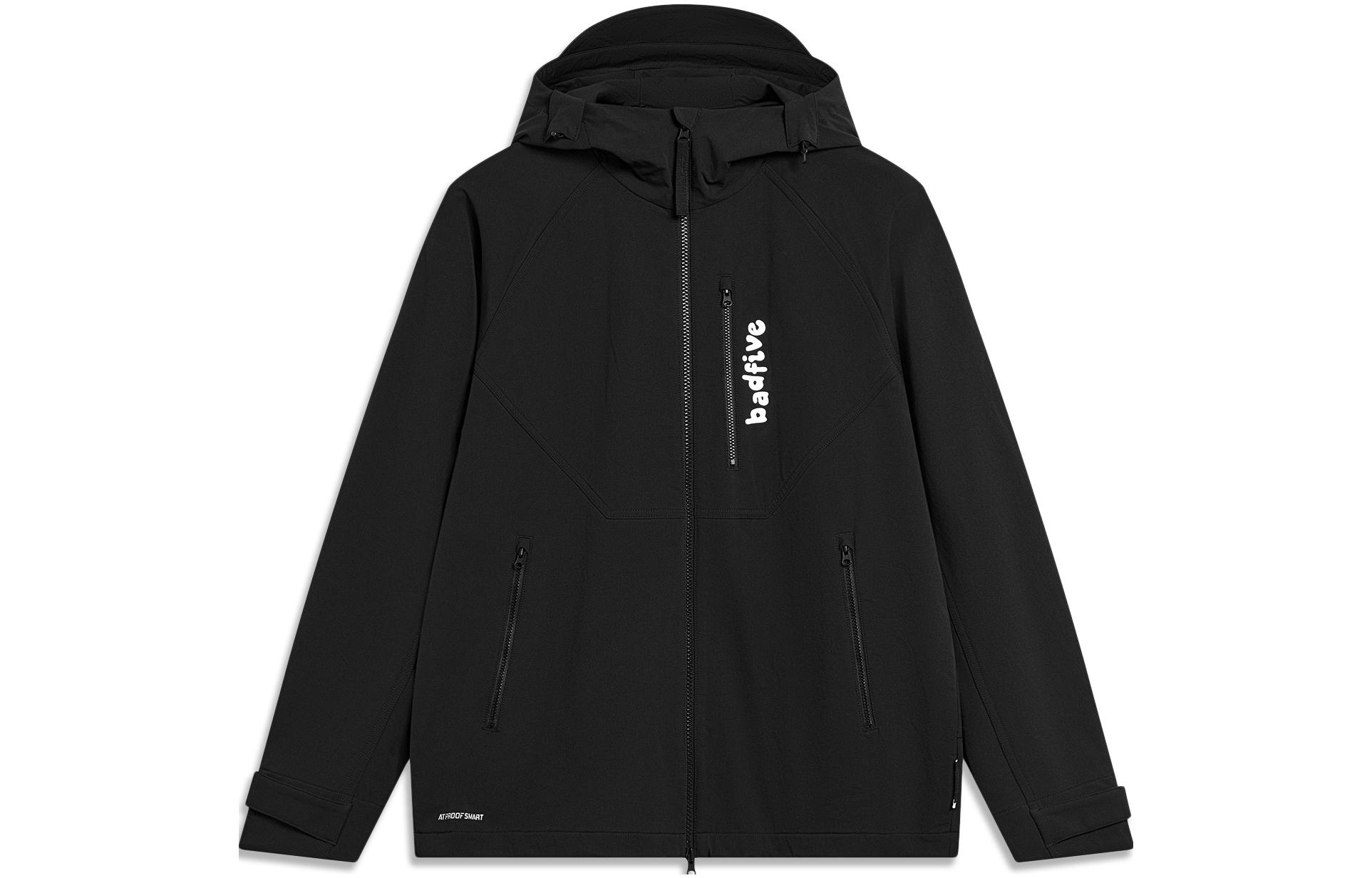 Li-Ning BADFIVE Black Graphic Print Zip Hoodie Jacket AFDT671-3
