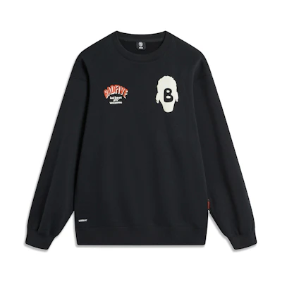 Li-Ning BADFIVE Black Letter Print Fleece Pullover Unisex Sweatshirt AWDT873-5