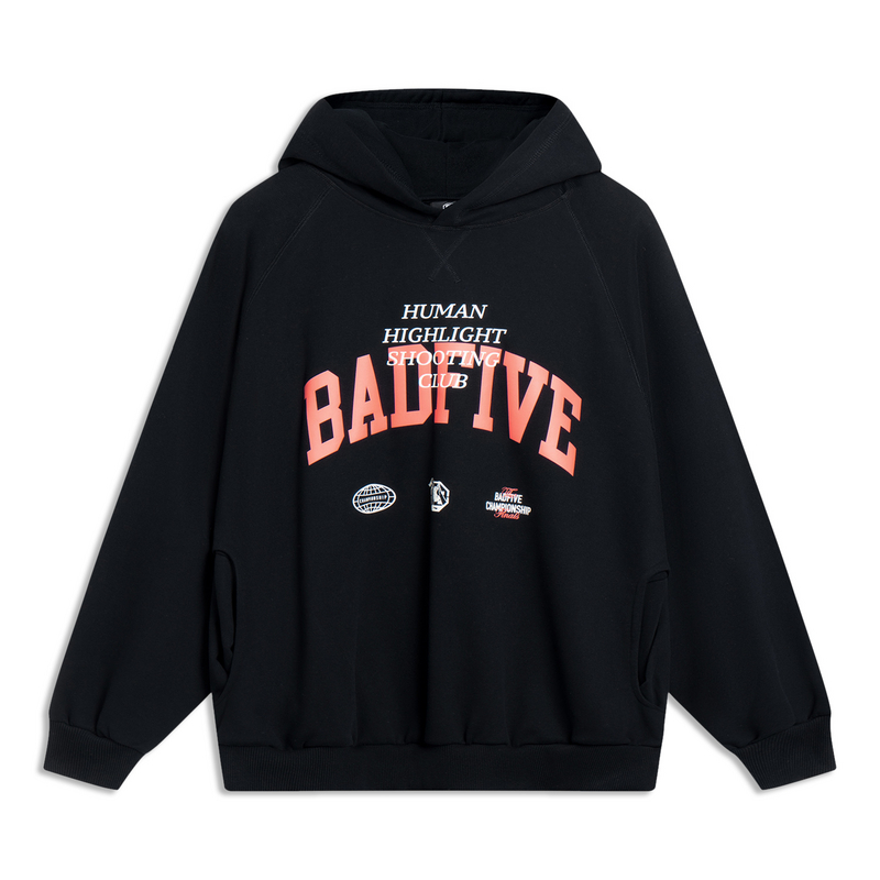 Li-Ning BADFIVE Black Pullover Hoodie - Comfy, Breathable & Relaxed Fit AWDT173-4
