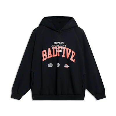 Li-Ning BADFIVE Black Pullover Hoodie - Comfy, Breathable & Relaxed Fit AWDT173-4
