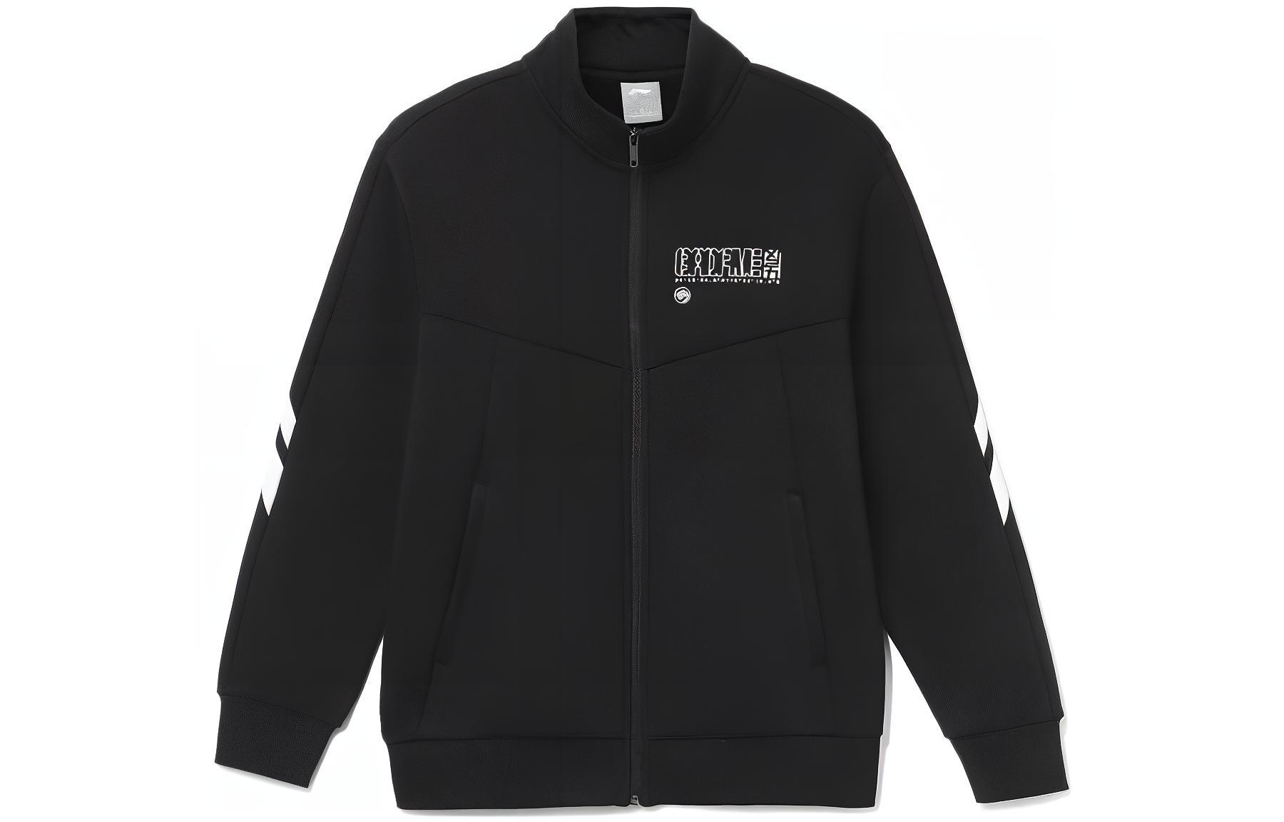 Li-Ning BADFIVE Black Zipper Pullover Sweatshirt with Solid Print AWDRB87-1