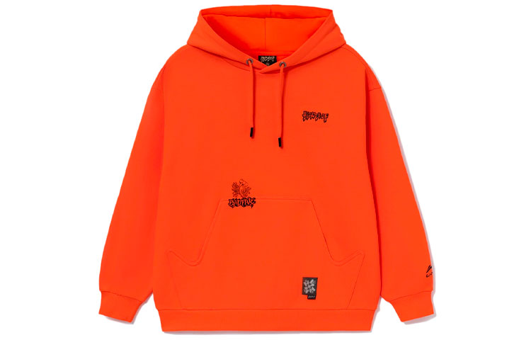 Li-Ning BADFIVE Chang'an Youth Embroidered Hoodie Fluorescent Flame Orange Unisex AWDRF91-2