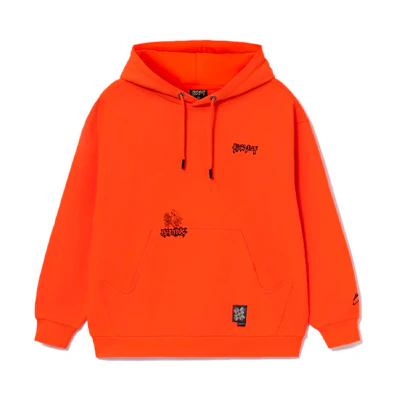 Li-Ning BADFIVE Chang'an Youth Embroidered Hoodie Fluorescent Flame Orange Unisex AWDRF91-2