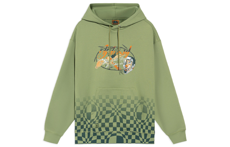 Li-Ning BADFIVE Checkered Loose Hoodie Green Unisex Basketball Series AWDRH63-2
