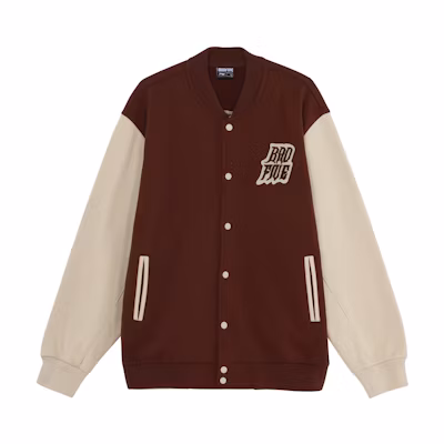 Li-Ning BADFIVE Colorblock Baseball Fleece Jacket Brown Warm Coat AJDT043-7