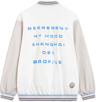 Li-Ning BADFIVE Colorblock Letter Print Oversized Baseball Jacket Men Off-White Gray AFDT807-2 Li-Ning BADFIVE Colorblock Letter Print Oversized Baseball Jacket Men Off-White Gray AFDT807-2