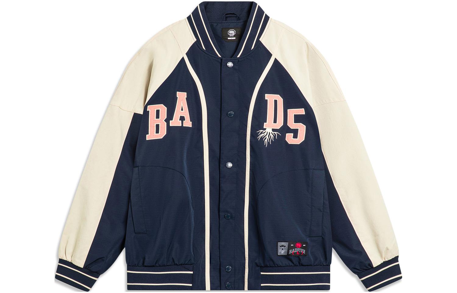 Li-Ning BADFIVE Colorblock Loose Fit Baseball Jacket Navy Blue AFDT437-4