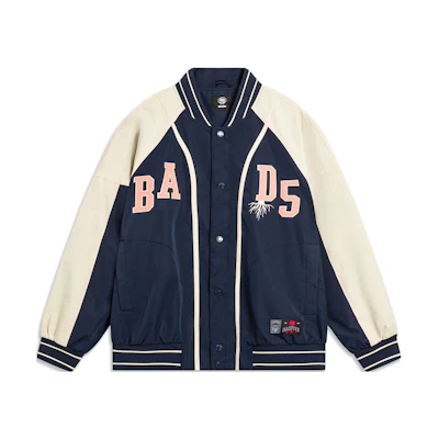 Li-Ning BADFIVE Colorblock Loose Fit Baseball Jacket Navy Blue AFDT437-4