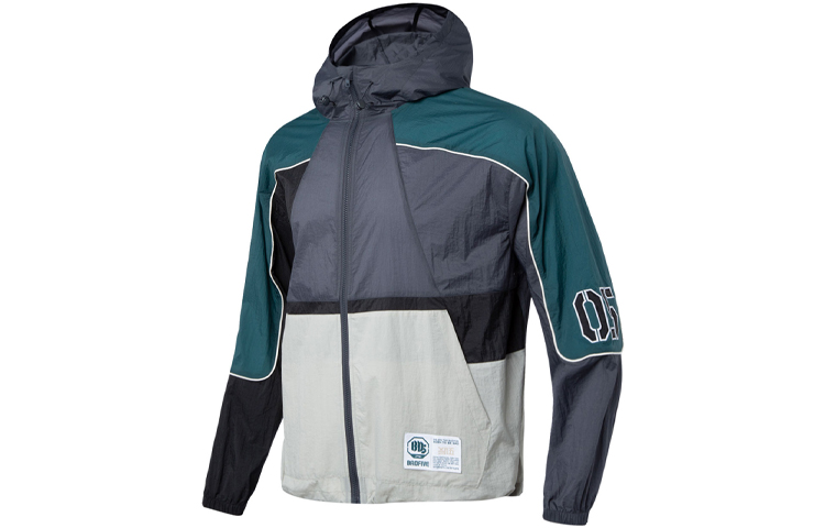 Li-Ning BADFIVE Colorblock Print Hoodie Jacket Men’s Black Grey AFDQ373-2