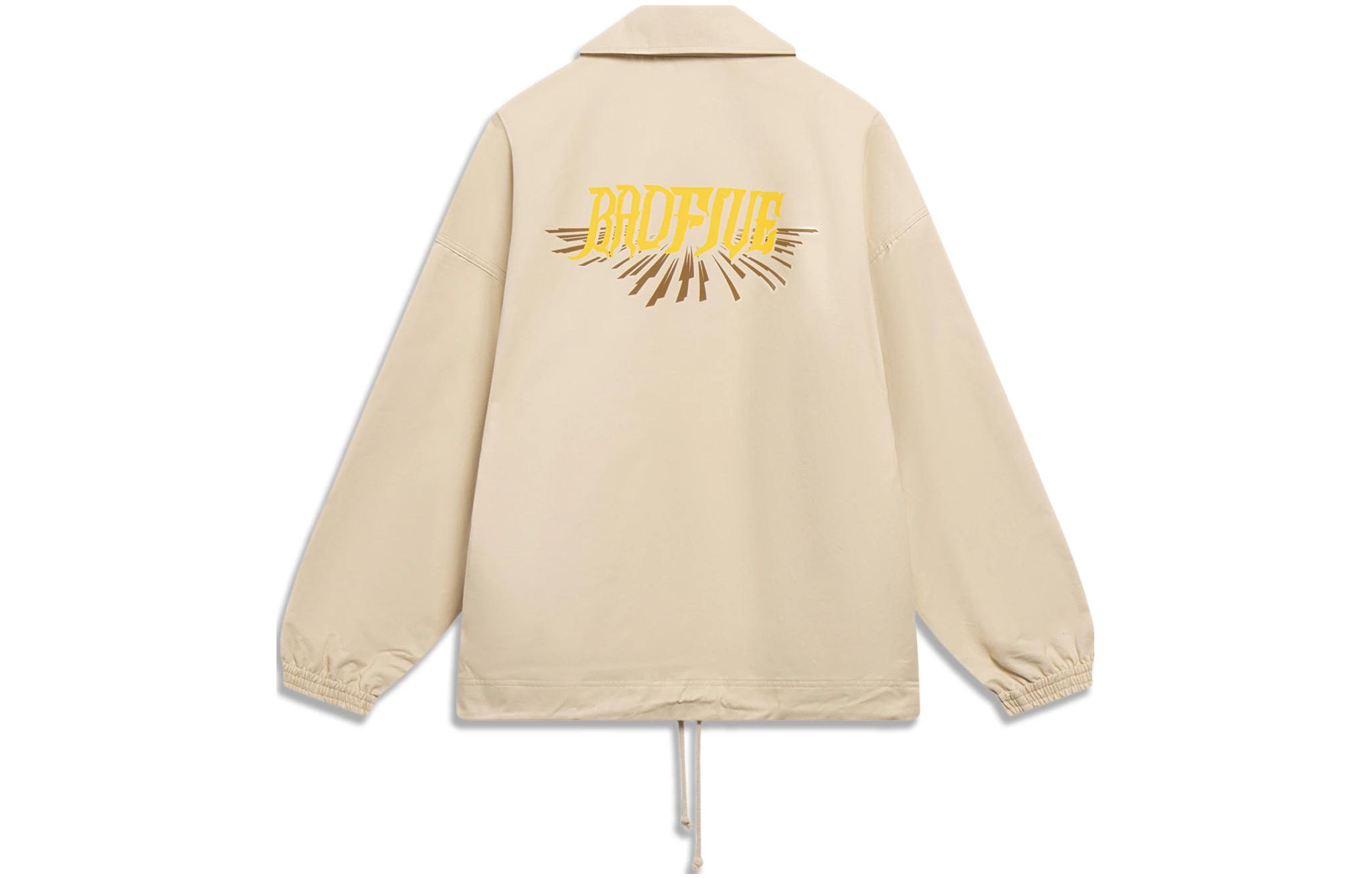 Li-Ning BADFIVE Embroidered Letter Print Loose Fit Jacket Men’s Beige AFDT053-4